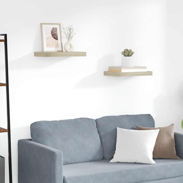 vidaXL Stenske police 2 kosa barva hrasta 40x23x3,8 cm MDF