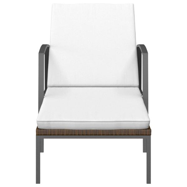 vidaXL Ležalniki 2 kosa z mizico poli ratan rjavi