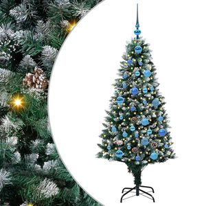 vidaXL Umestno božično drevo Zelena 150 cm PVC, jeklo in plastika