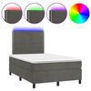 vidaXL Box spring postelja z vzmetnico LED temno siva 120x190 cm žamet