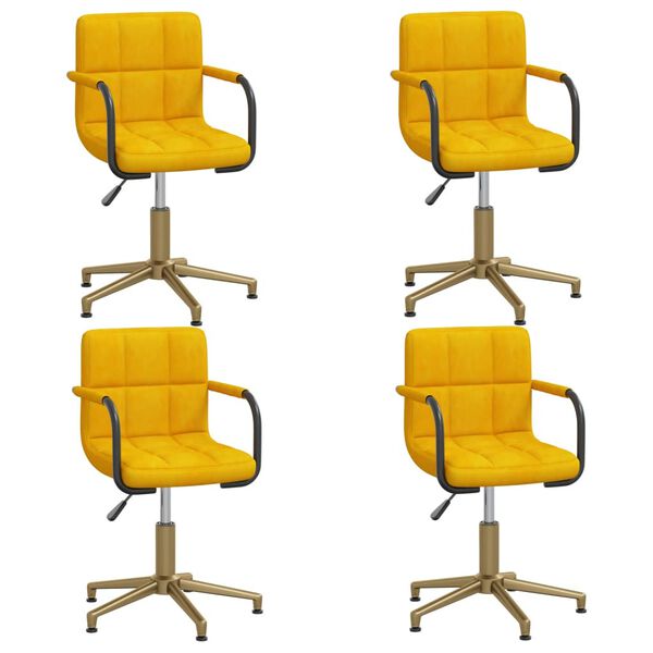 vidaXL Vrtljivi jedilni stoli 4 kosi gorčično rumen žamet