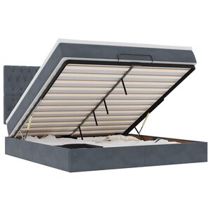 vidaXL Otomanski posteljni okvir z vzmetnicami siv 180x200cm žamet