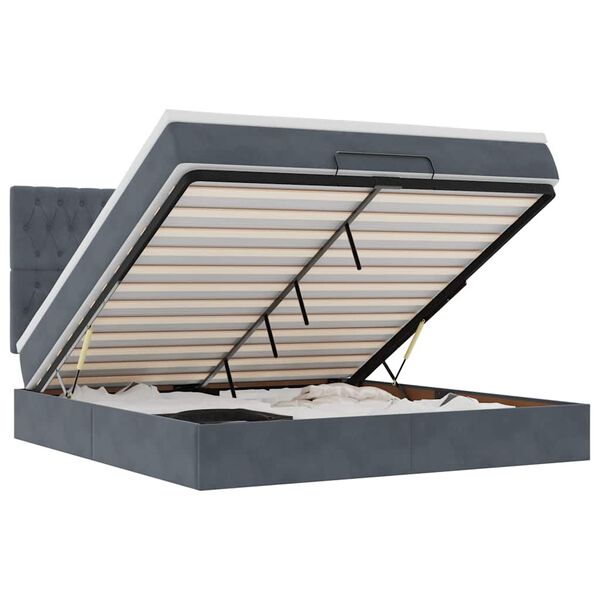 vidaXL Otomanski posteljni okvir z vzmetnicami siv 180x200cm žamet