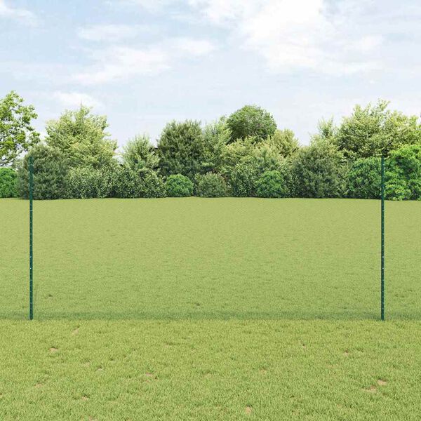 vidaXL Ograja s stebrom Zelena 1,4 x 25 m Jeklo in PVC
