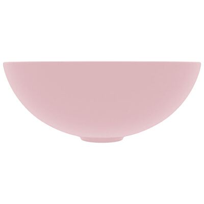 vidaXL Kopalniški umivalnik keramičen mat roza barve okrogel