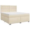 vidaXL Postelja boxspring z vzmetnico Krem 140 x 200 cm Blago