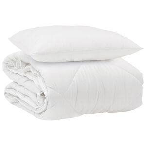 vidaXL Celosezonski pokrivalo z blazino 2 pcs Bela Mikrovlakna