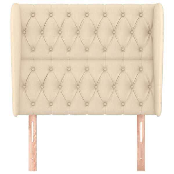 vidaXL Vzglavje z u&scaron;esi krem 93x23x118/128 cm blago