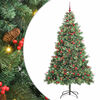 vidaXL Umestno božično drevo z LED lučmi Zelena 240 cm PVC in kovina