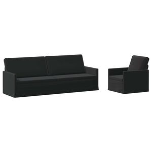 vidaXL Kavčna garnitura 2 pcs Črna Žamet