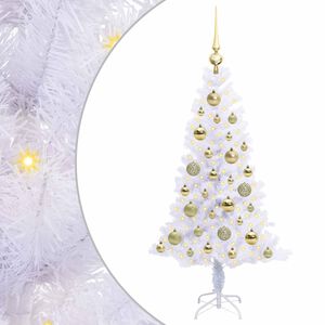 vidaXL Umestno božično drevo med 150 LED Bela 120 cm PVC in jeklo