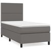 vidaXL Box spring postelja z vzmetnico siv 90x190 cm umetno usnje