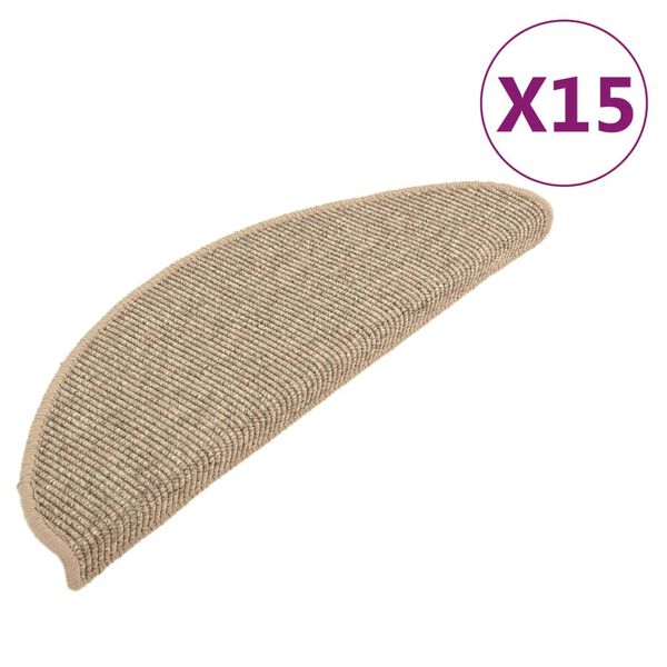 vidaXL Stopniščne preproge 15 kosov 65x21x4 cm temno bež polkrožne velike
