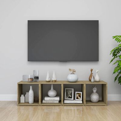 vidaXL TV omarice 2 kosa bele in sonoma hrast 37x35x37 cm iverna pl.