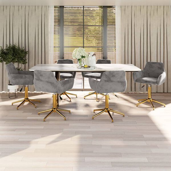 vidaXL Vrtljivi jedilni stoli 6 kosov svetlo siv žamet