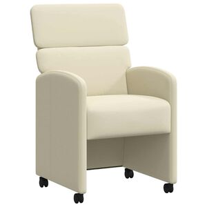 vidaXL Jedilni stoli s kolesi 2 kos Umetna koža krema 58 x 65 x 98 cm