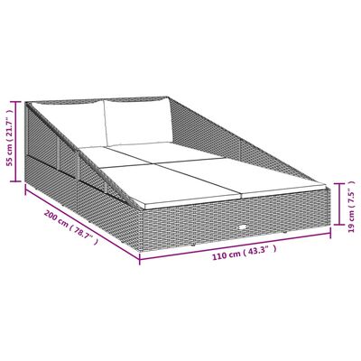 vidaXL Vrtna postelja rjava 110x200 cm poli ratan