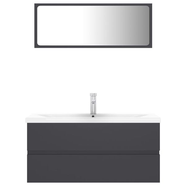 vidaXL Komplet kopalni&scaron;kega pohi&scaron;tva sive barve iverna plo&scaron;ča