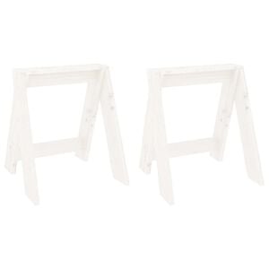 vidaXL Stolček 2 kosa bel 40x40x45 cm trdna borovina