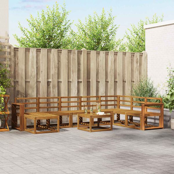 vidaXL Zunanja garnitura za sedenje 9 pcs Naravna Masiven les akacije