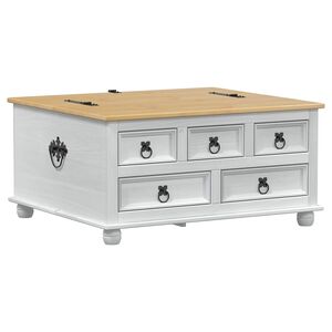 vidaXL storage box s predalom Bela 90 x 78 x 45 cm Masivno borovo les