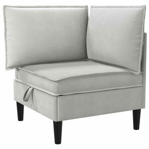 vidaXL Kotni sofa z shrambo Svetlo siva Žamet