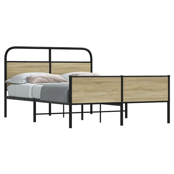 vidaXL Posteljni okvir brez vzmetnice 135x190 cm sonoma hrast inž. les
