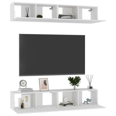 vidaXL TV omarice 4 kosi bele 80x30x30 cm iverna plošča