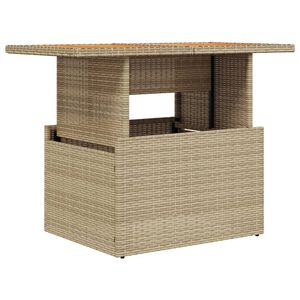 vidaXL Vrtna miza bež 100x55x73 cm poli ratan in akacijev les