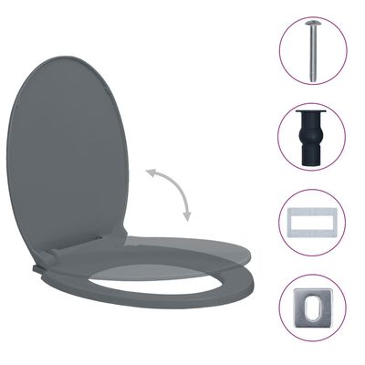 vidaXL WC deska s počasnim zapiranjem hitro nameščanje siva ovalna