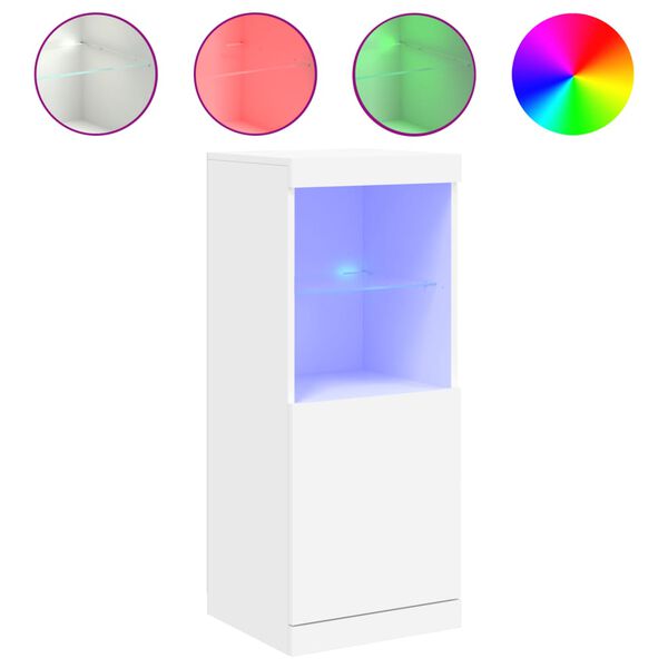 vidaXL Komoda z LED lučkami bela 41x37x100 cm