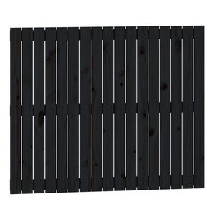 vidaXL Stensko posteljno vzglavje črno 108x3x90 cm trdna borovina
