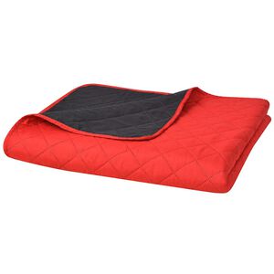 vidaXL Dvo-stransko Pre&scaron;ito Posteljno Pregrinjalo Rdeče/Črno 170x210cm