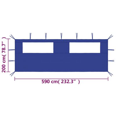 vidaXL Stranica za paviljon z okni 6x2 m modra