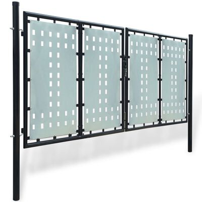 vidaXL Enojna ograjna vrata 300x175 cm črna