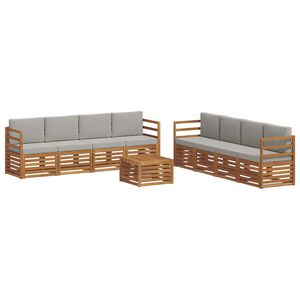 vidaXL Sedežne garniture z blazino 9 pcs Naravna in svetlo siva