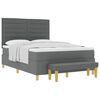 vidaXL Postelja z vzmetnico z blazino Temno siva 200 x 140 cm blago