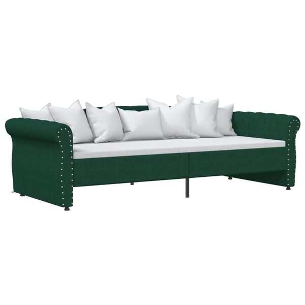 vidaXL Dnevna postelja USB temno zeleno blago 90x200 cm