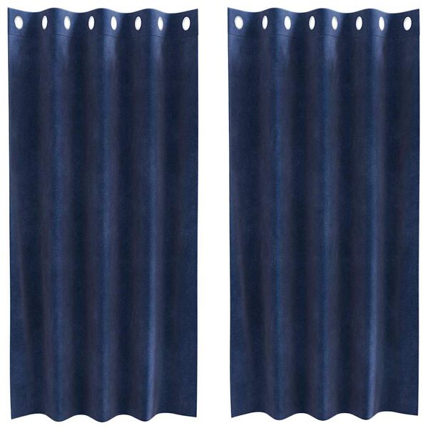 vidaXL Zatemnitvene zavese 2 pcs Temno modra 140 x 175 cm Žamet