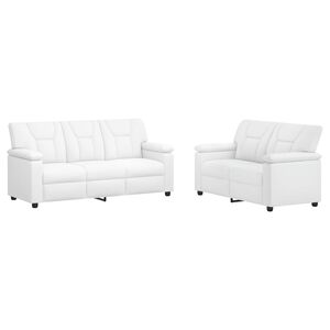 vidaXL Kavčna garnitura 2 pcs Bela Umetno usnje