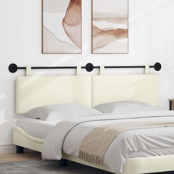 vidaXL Visoki naslon za glavo krema 170 x 55 x 5 cm Žametna tkanina