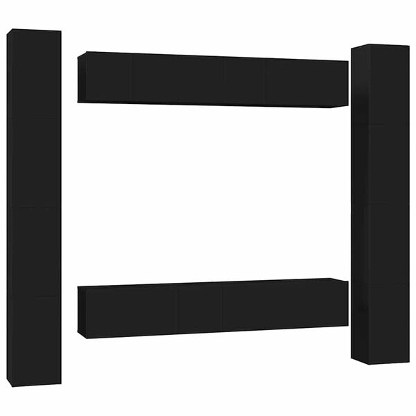 vidaXL Komplet TV omaric 6-delni črna iverna plo&scaron;ča