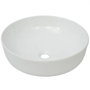 vidaXL Umivalnik Okrogel Keramičen Bele Barve 41,5x13,5 cm