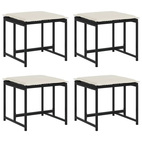 vidaXL Vrtni stolčki z blazinami 4 kosi črn poli ratan