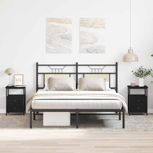 vidaXL Nočne omarice 2 kosa črni hrast 34x35,5x50 cm inženirski les