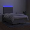 vidaXL Box spring postelja z vzmetnico LED sv. siva 120x200 cm blago