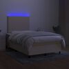 vidaXL Box spring postelja z vzmetnico LED krem 120x200 cm blago