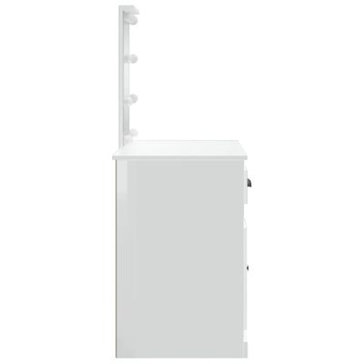 vidaXL Toaletna mizica z LED lučkami visok sijaj bela 90x42x132,5 cm