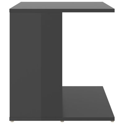 vidaXL Stranska mizica visok sijaj siva 45x45x48 cm iverna plošča