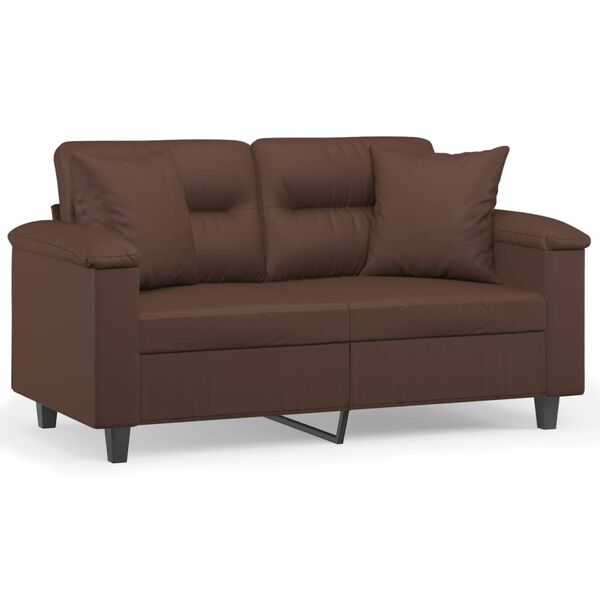 vidaXL Dvosed z vzglavniki in blazinami rjav 120 cm umetno usnje